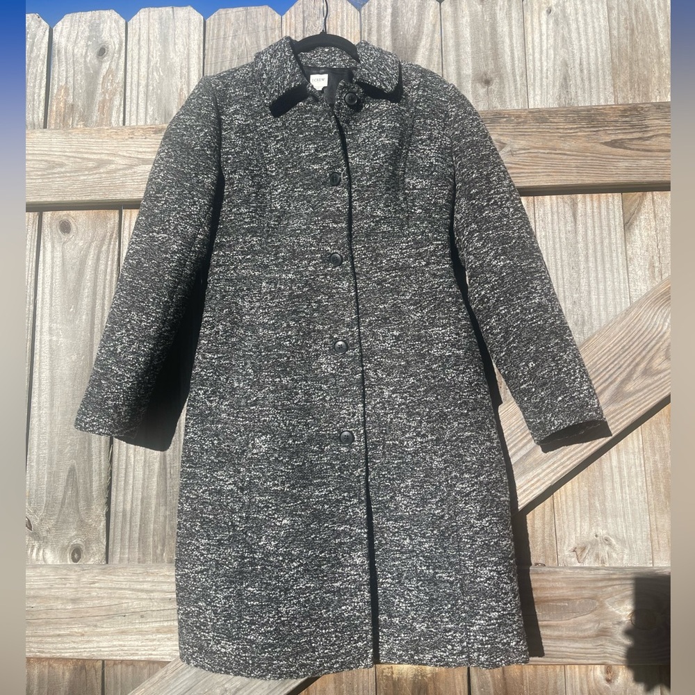 J. Crew Black and Gray Car Coat / Winter Size 4
